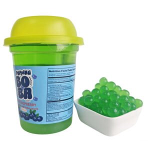 a cup of berry flavor boba drink