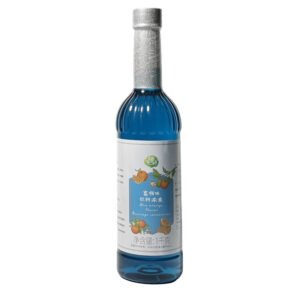 a bottle of blue curacao flavor syrup