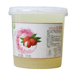a cans of 3kg lichi flavor popping pearls