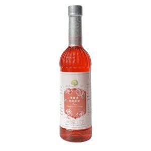 a bottle of rose flavor syrup