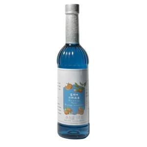 a bottle of blue curacao flavor syrup