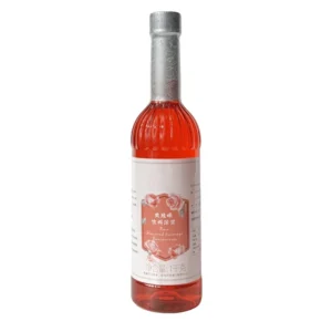 a bottle of rose flavor syrup